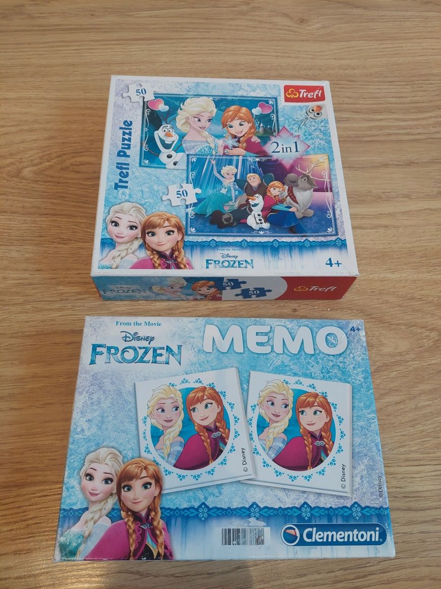 Zestaw dla małej fanki Krainy Lodu gra Memory i Puzzle 2w1 4+