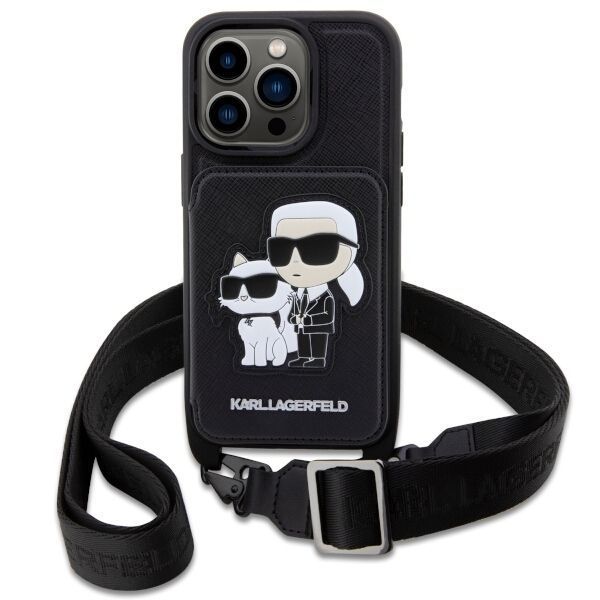 Karl Lagerfeld Etui iPhone 14 Pro 6.1" Czarny Crossbody Saffiano