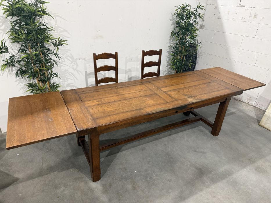 Piękny rozkładany stół dębowy z krzesłami lite drewno wysyłka