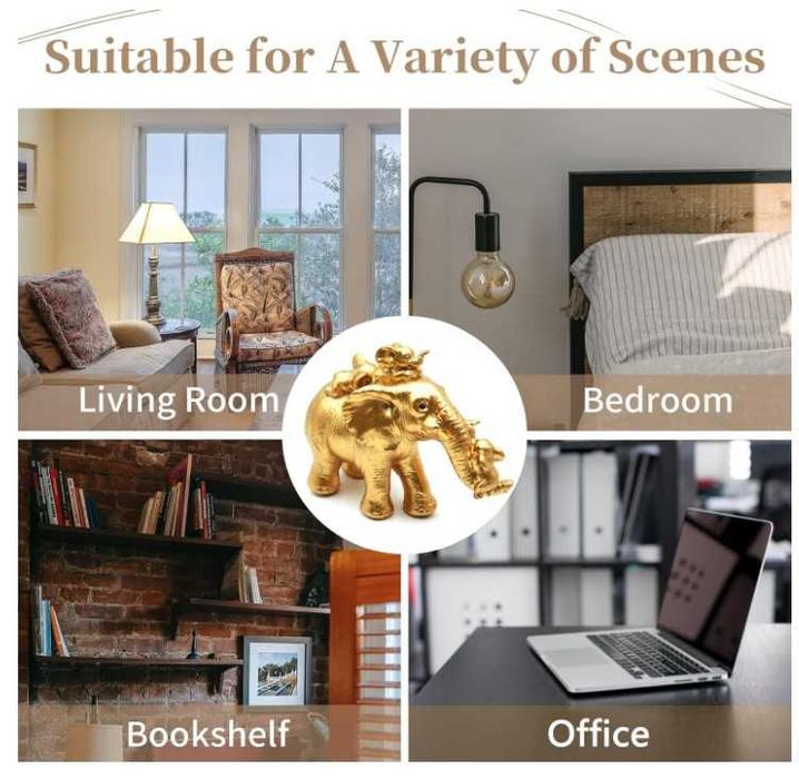 Złoty słoń dekoracyjny Irayin, wykonany z żywicy