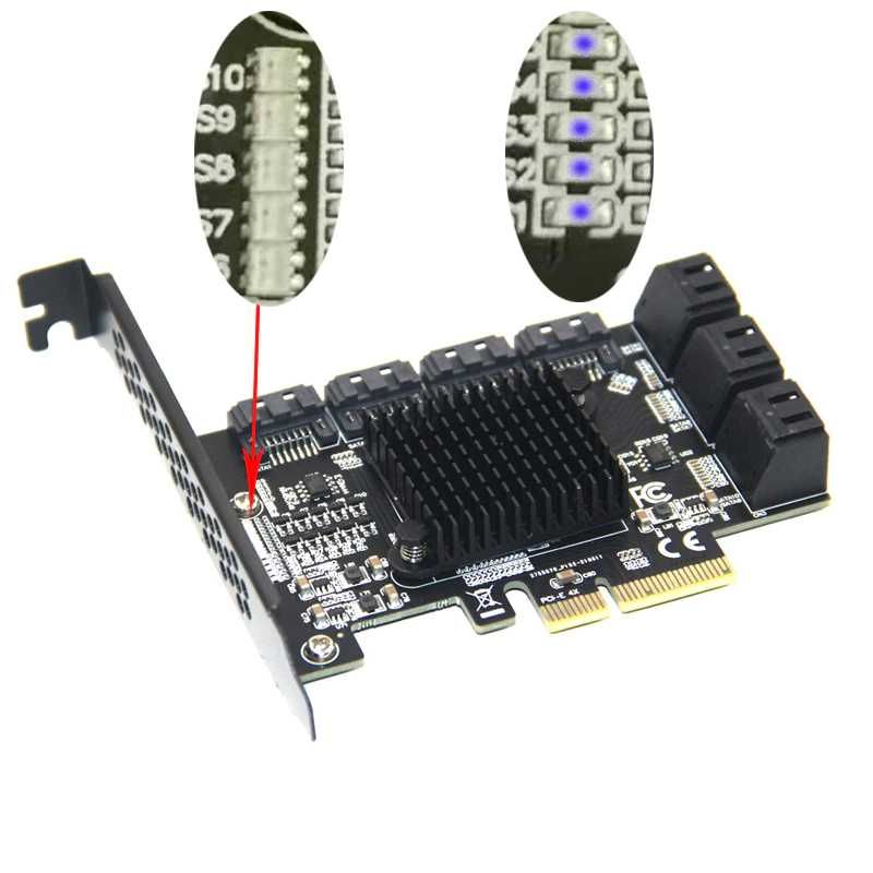 Karta SATA 10 portow PCI Express X4 3.0 do SATA3 6 gb/s ASM1166