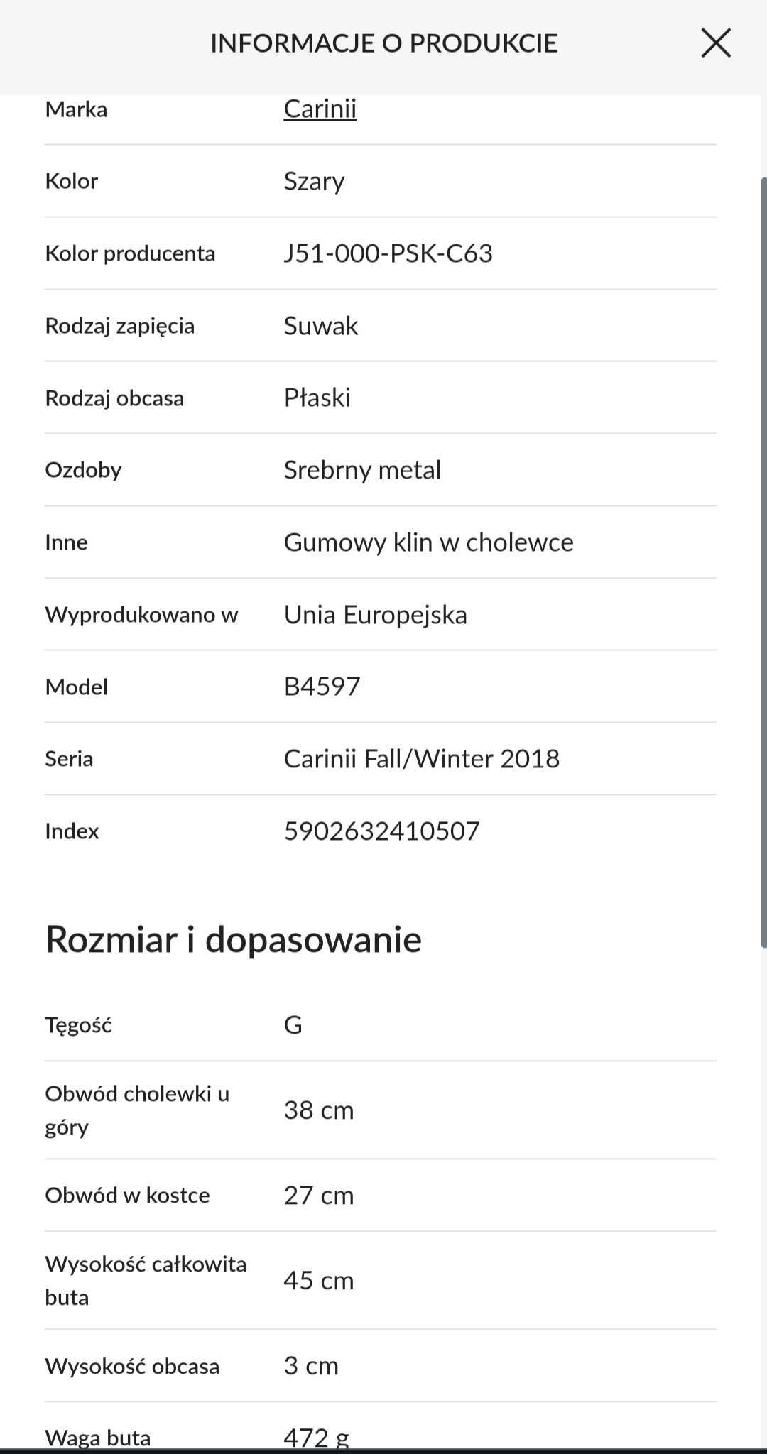 Kozaczki zamszowe szare Carinii