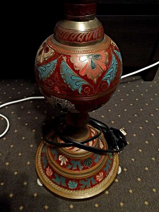 unikalna stylowa lampa stojąca lub stołowa metal mosiądz 2szt - GRUZJA