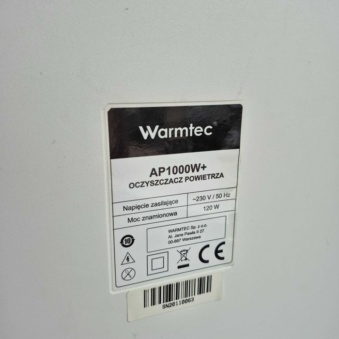 Oczyszczacz powietrza WARMTECH AP1000W+ 140M2 WIFI