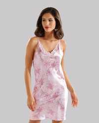 Piżama damska 2-częściowa Satynowa koszula nocna i szlafrok s różowy