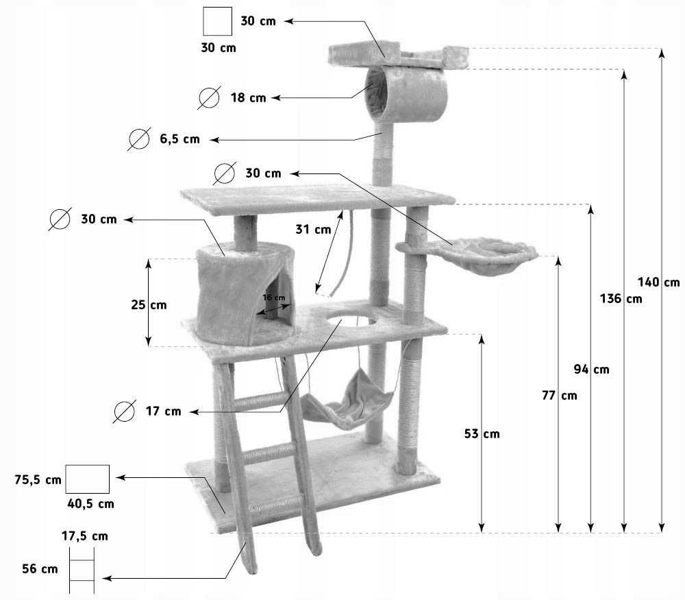 DRAPAK DLA KOTA legowisko z hamakiem słupek wieża