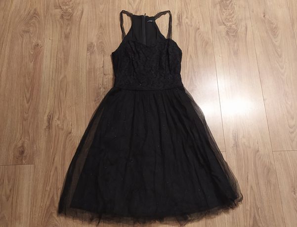 Czarna sukienka na sylwestra tiul tiulowa xs Orsay koronkowa