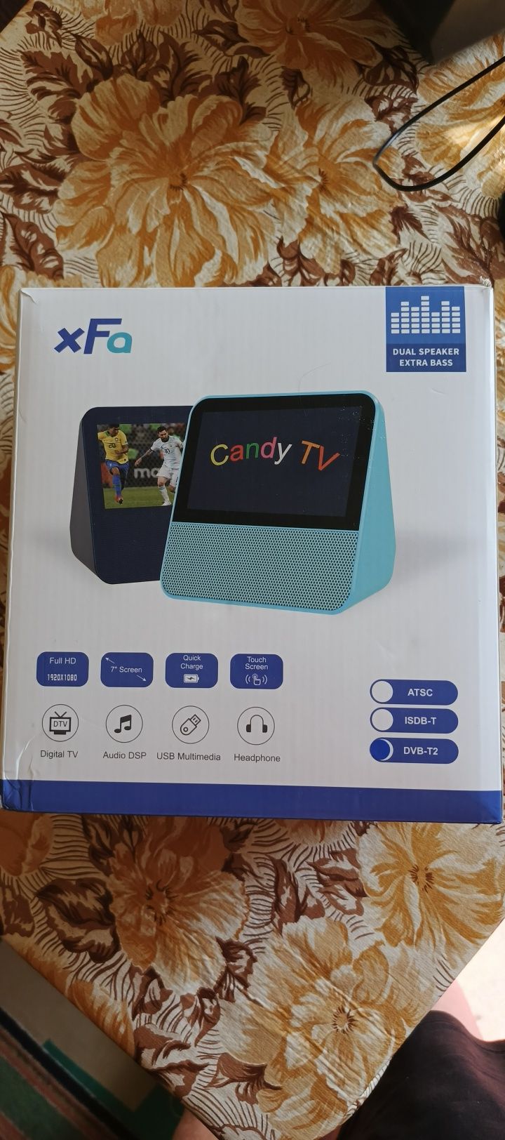 Мини преносной телевизор, 7 дюймов, Candy TV DVB-T2 + FM