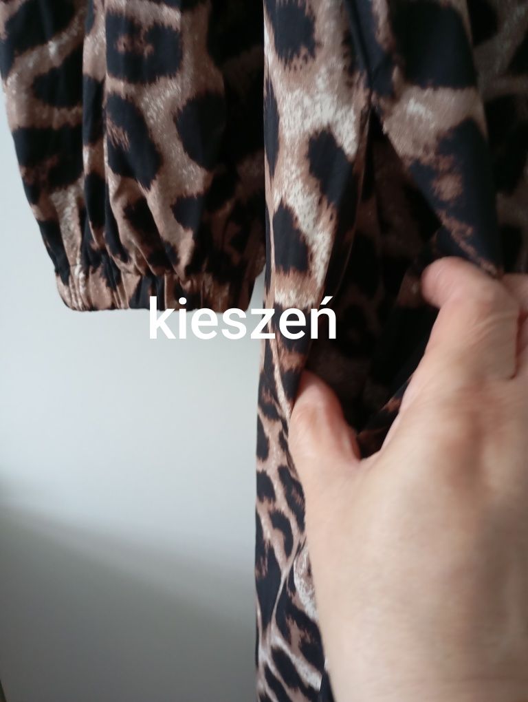 Trapezowa maxi sukienka, nowa,animal