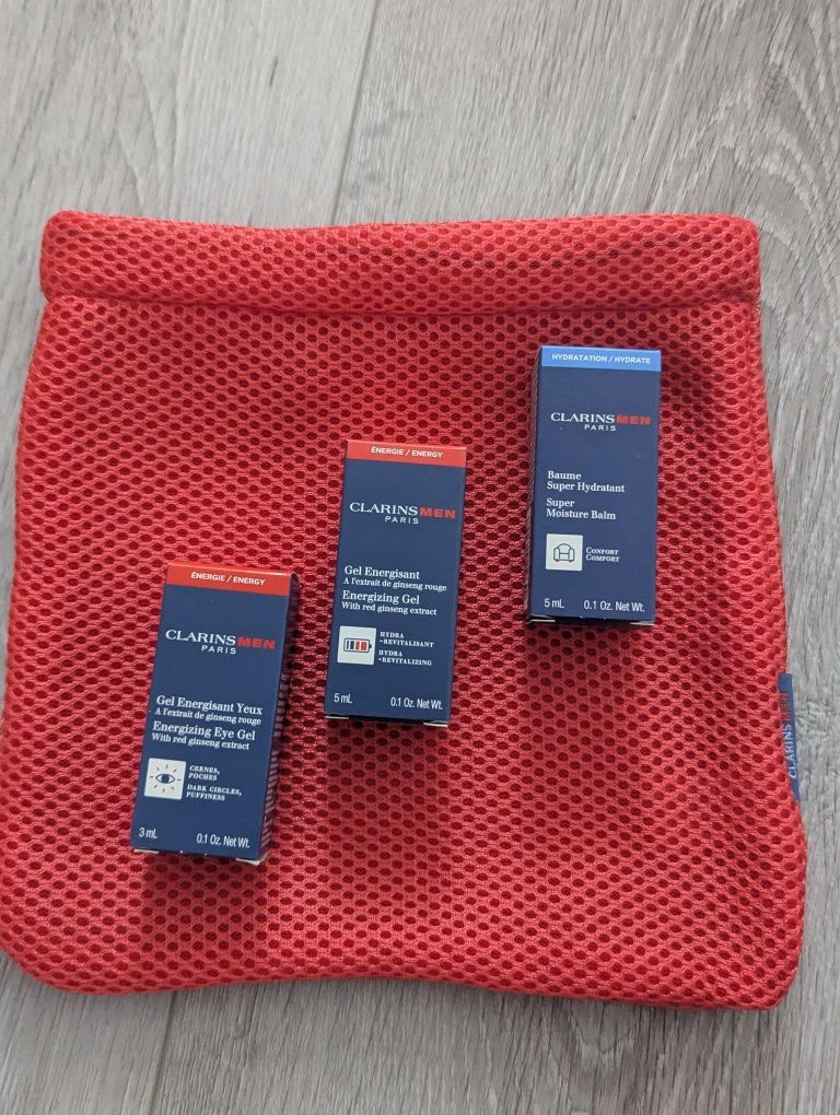 Чоловічий набір тестерів Clarins в косметичці 5 мл, 5 мл, 3 мл