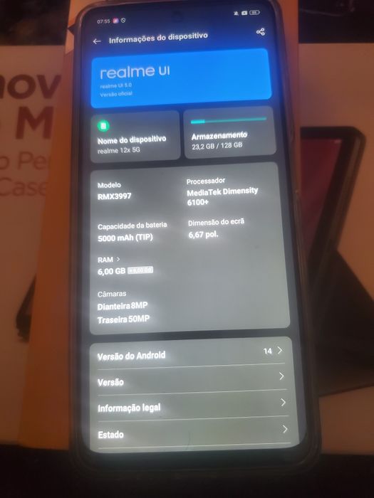 Realme 12x 5g está novo em folha