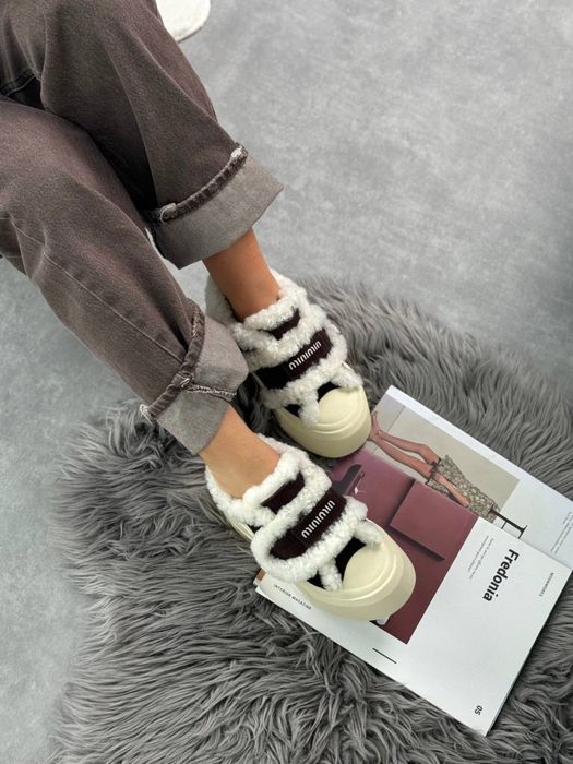 Женские угги лоферы автоледи Miu Miu