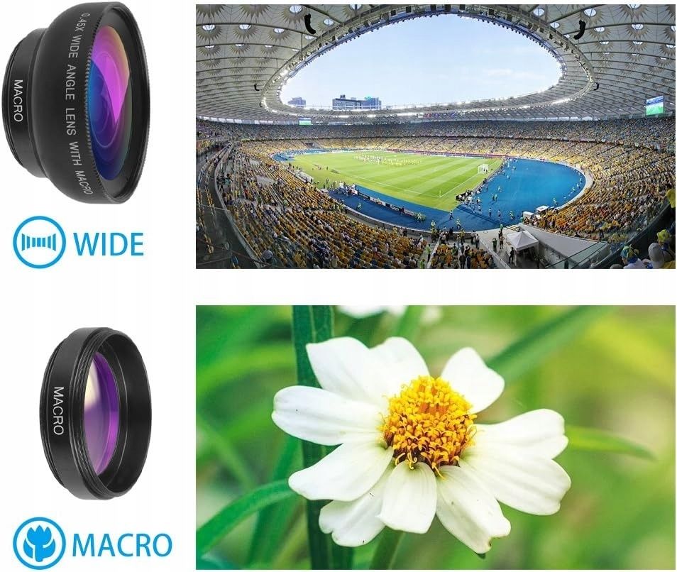Apexel zestaw 2w1 obiektyw do telefonu makro apl-0.45wm