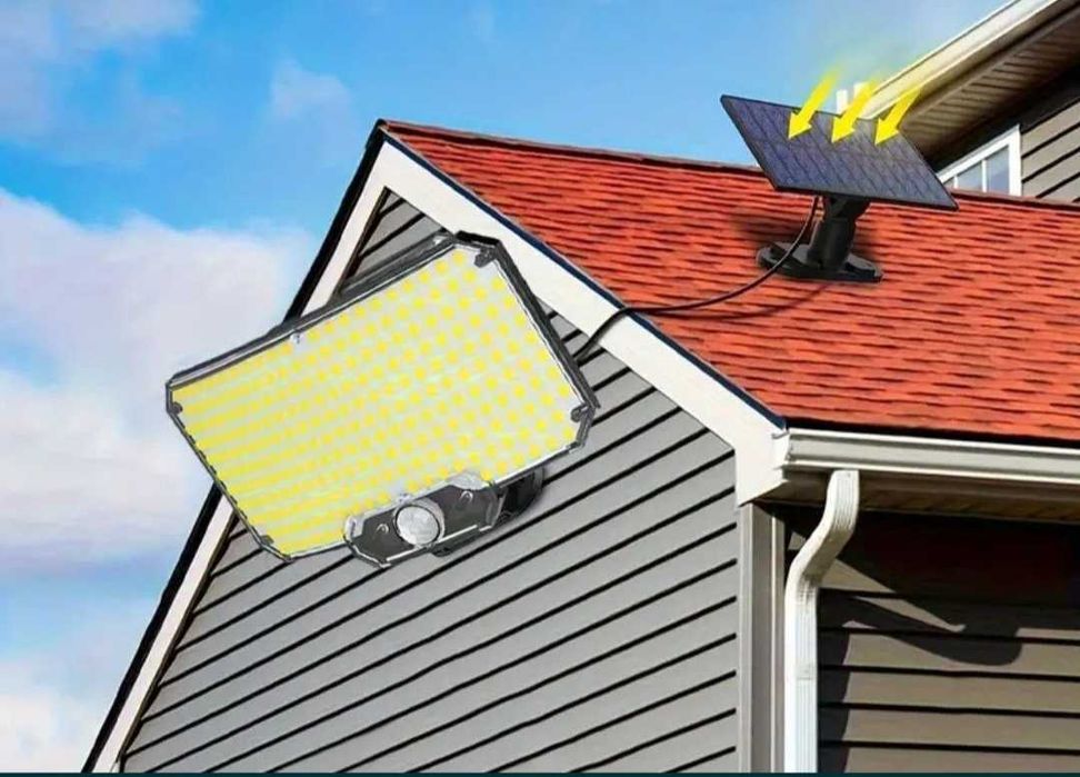 Вуличний прожектор ліхтар акумулятор 234 LED  датчик руху сон. панель