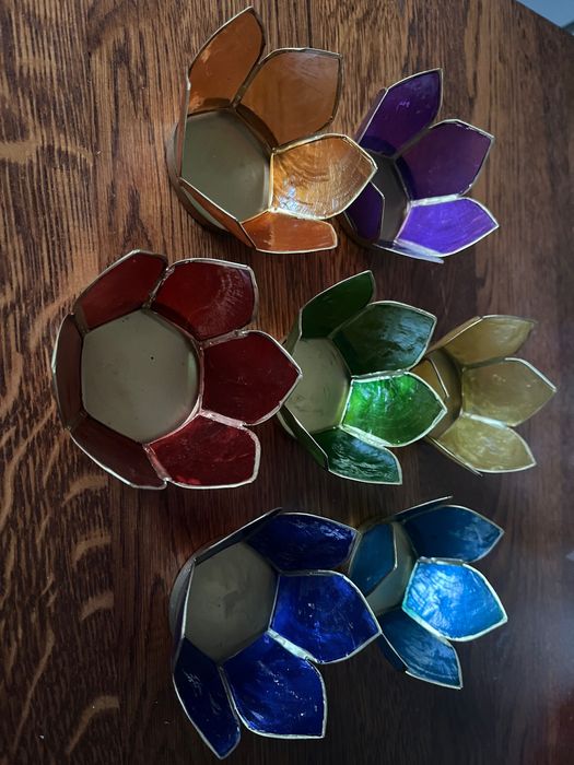Zestaw 7 świeczników tea light z muszli capiz