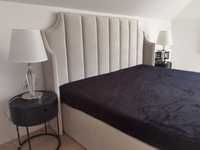 Łóżko tapicerowane glamour sypialnia panele pinezki Velvet chrom