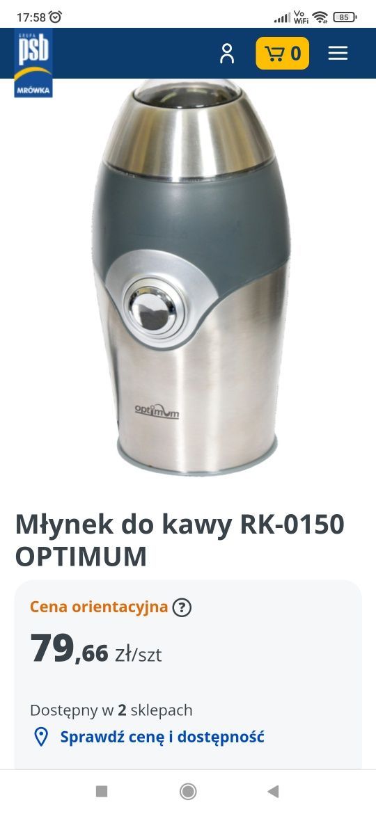 Optimum młynek do kawy inox rk 0150