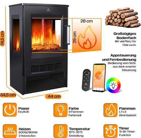 Kominek Elektryczny Stojący   KESSER LED