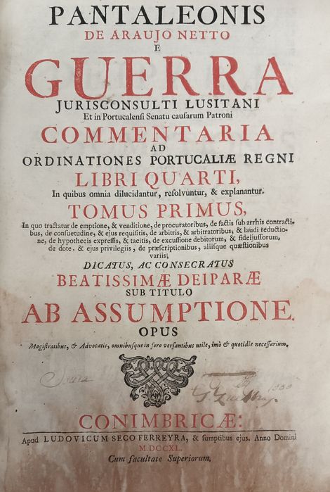Pantaleonis de Araujo Netto e Guerra Jurisconsulti Lusitanii...