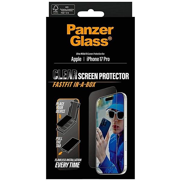 Szkło hartowane PanzerGlass Ultra-Wide Fit Fastfit na iPhone 17 Pro