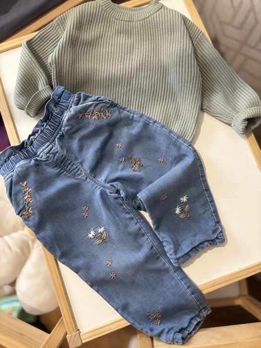 Джинси Zara next мом на резинці, светр 18-24 місяці
