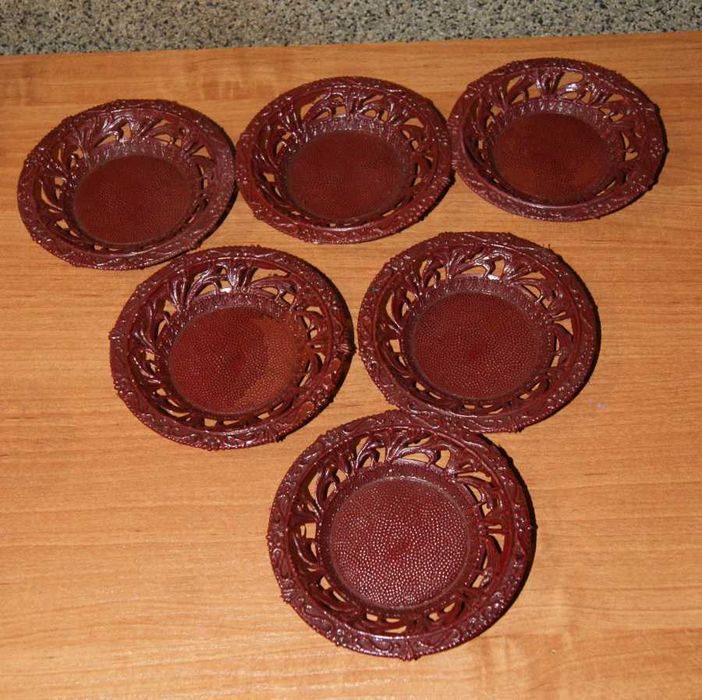 Koszyczki do szklanek z podstawkami 6 szt. plastik PRL Vintage