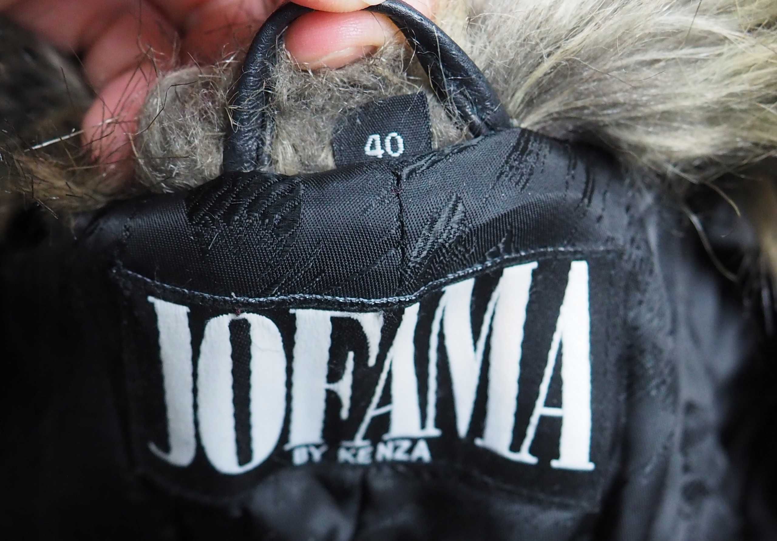 JOFAMA by KENZA_Skórzana kurtka z futrem_ramoneska_biker_M/L