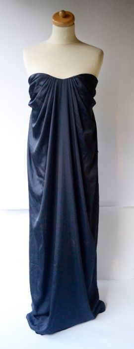 Sukienka NOWA Suknia Granatowa M 38 H&M Odkryte Plecy Glamour Satynowa