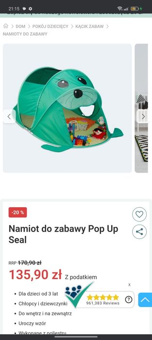 Nowy namiot pop im seal