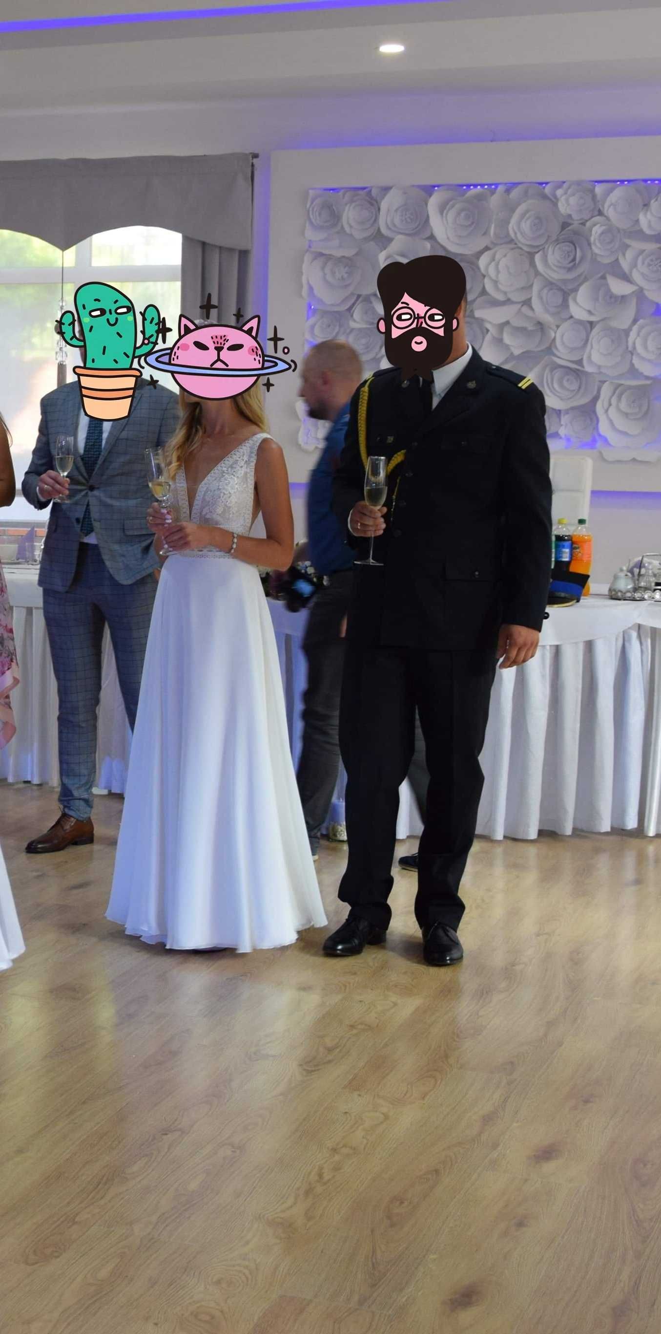 Suknia ślubna muślin koronka 34 xs