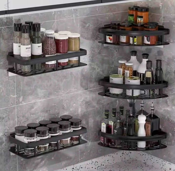 PÓŁKA Pod Prysznic ŁAZIENKOWA  Bez Wiercenia Metal Czarna 2Sztuki Nowa