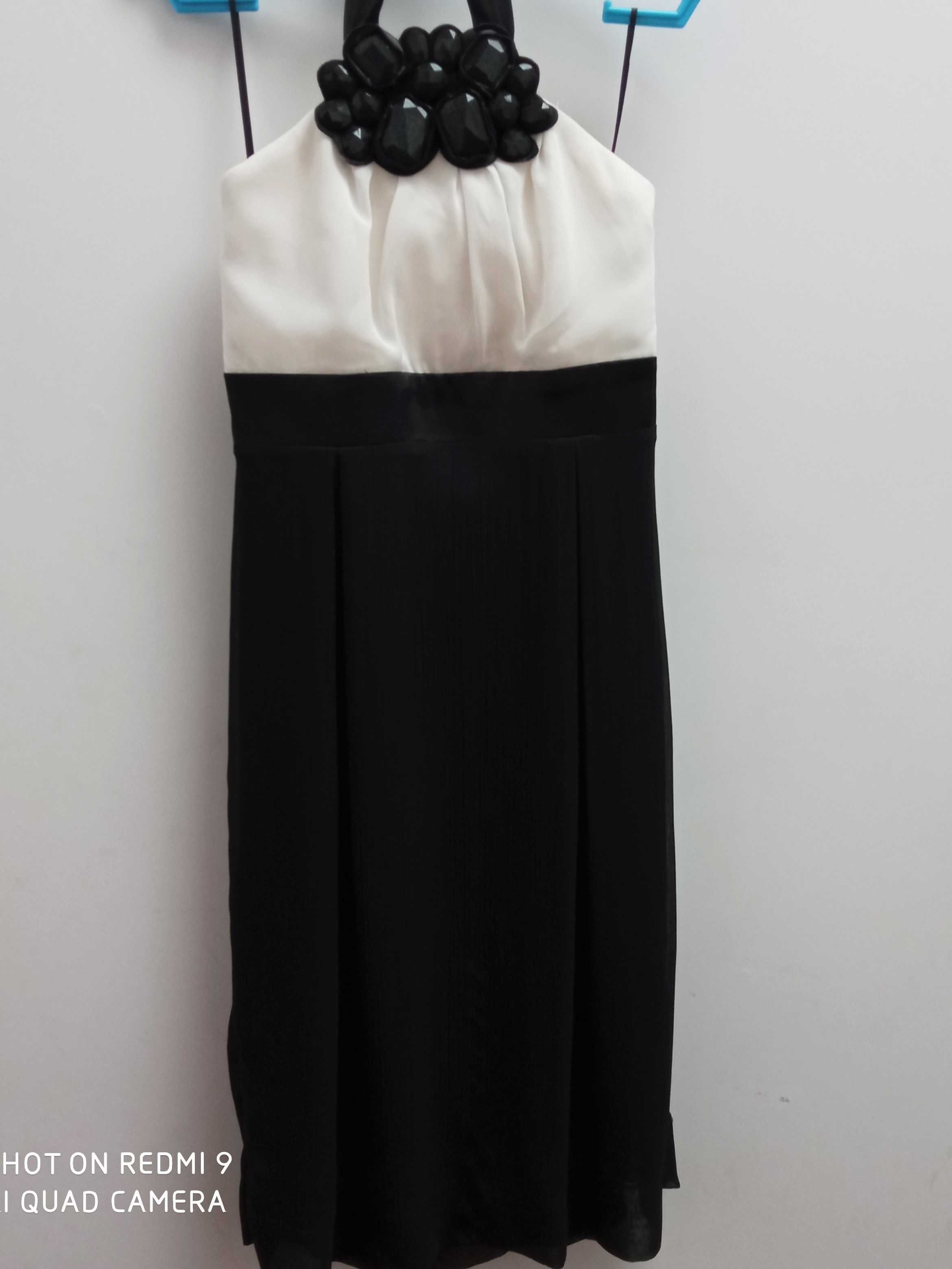 Biało-czarna suknia w stylu Audrey Hepburn - 34 XS studniówka