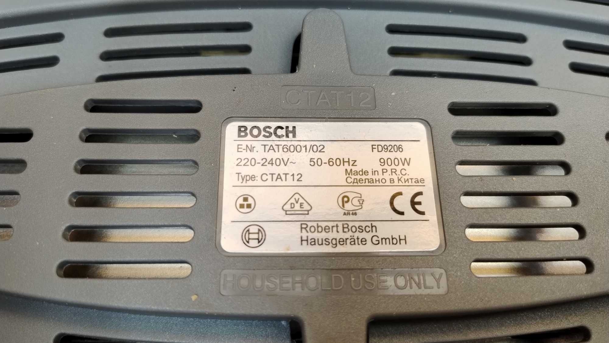 Białe Toster Bosch o mocy 900W na 2 kromki.