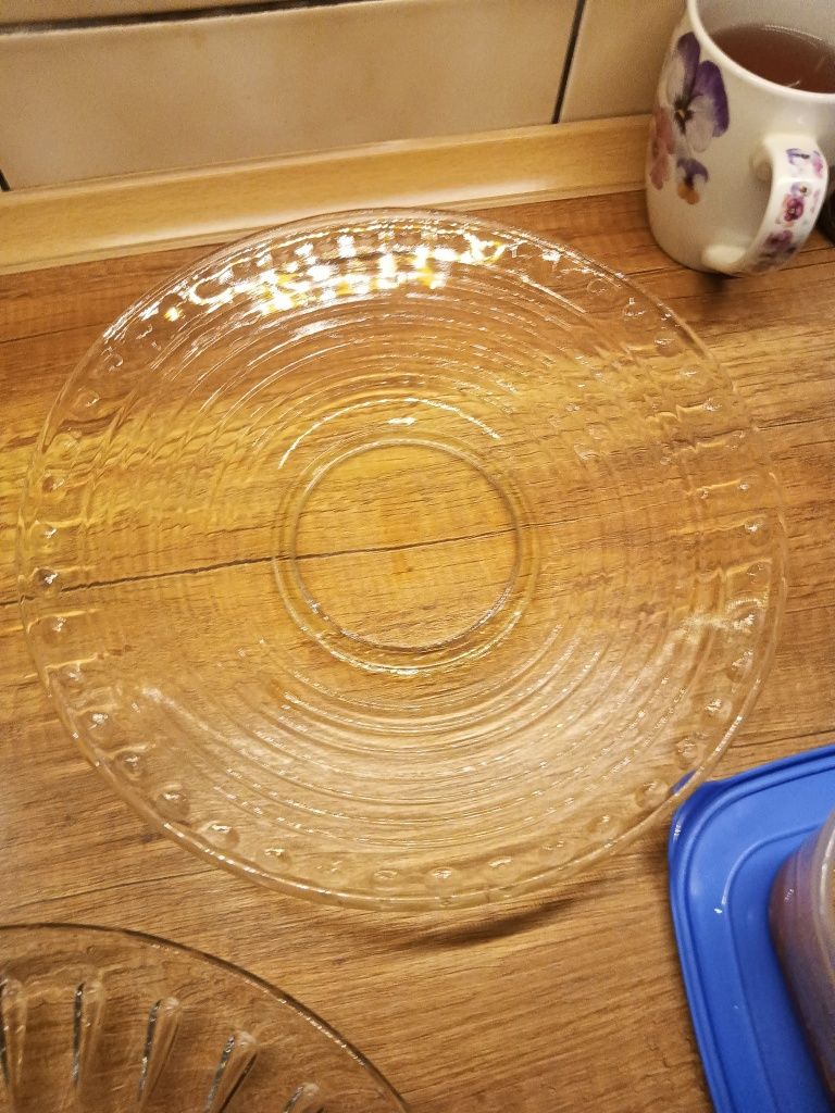 Szklany talerz prl kryształ