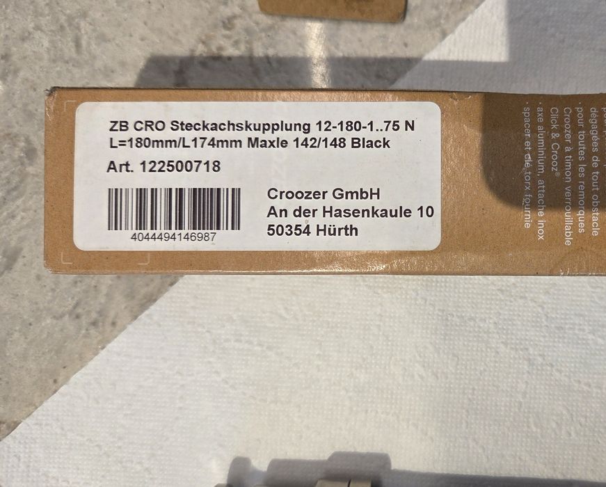 Oś zaczep Croozer Thru axle, 180/174 mm, 12 mm, 1.75 mm