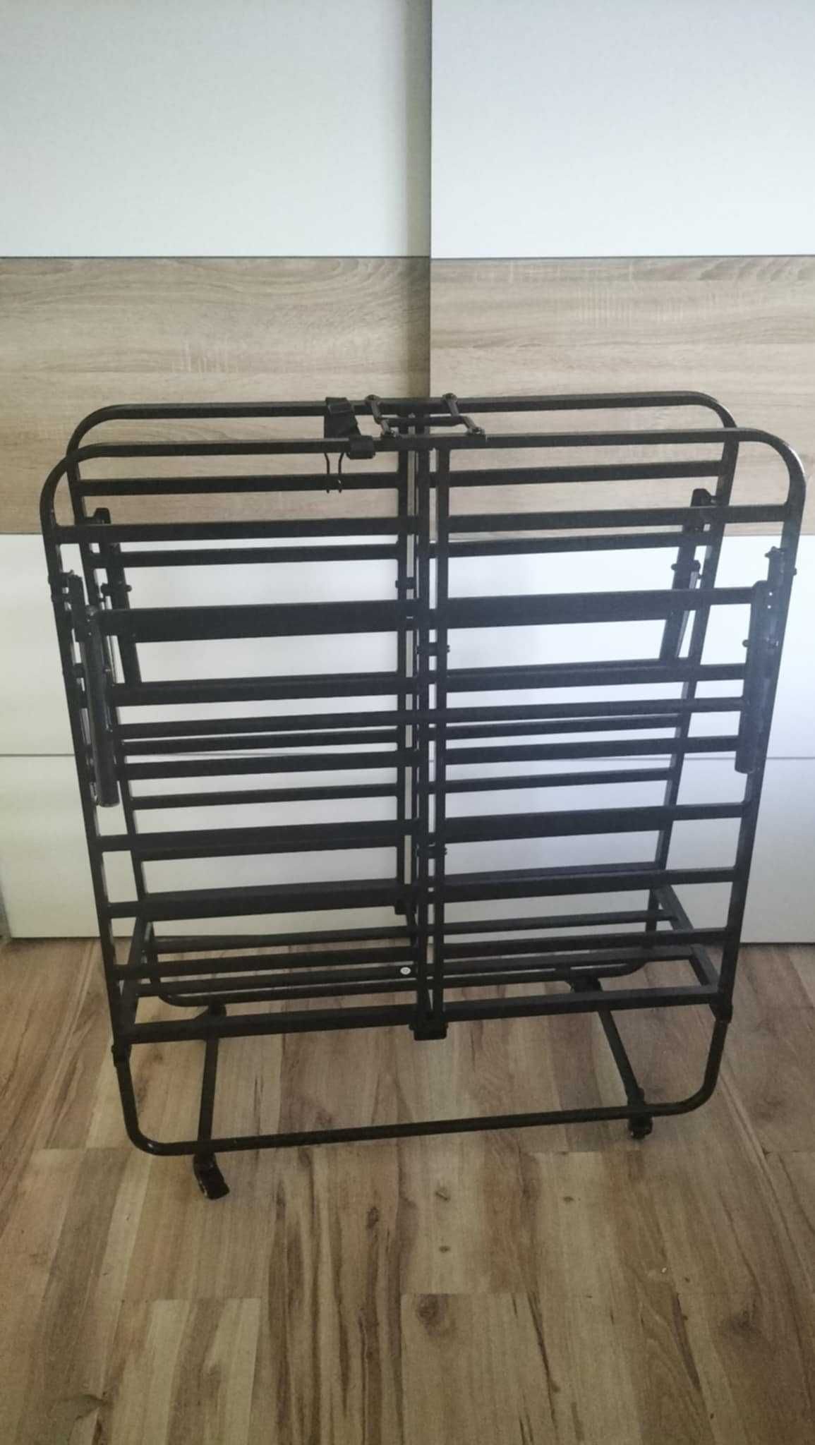 ŁÓZKO składane metalowe turystyczne polowe 200x90 z materacem