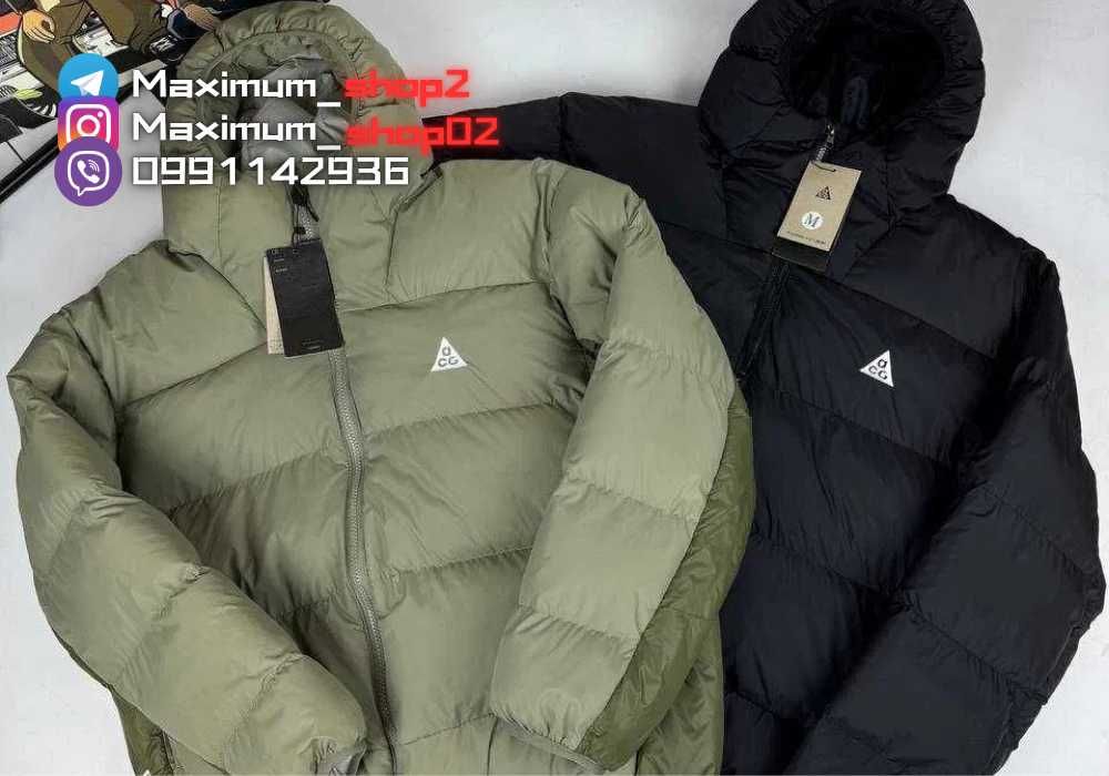 !! Хакі M L XL XXL !! Чорний дутий пуховик NIKE ACG \ Куртка Найк АГС