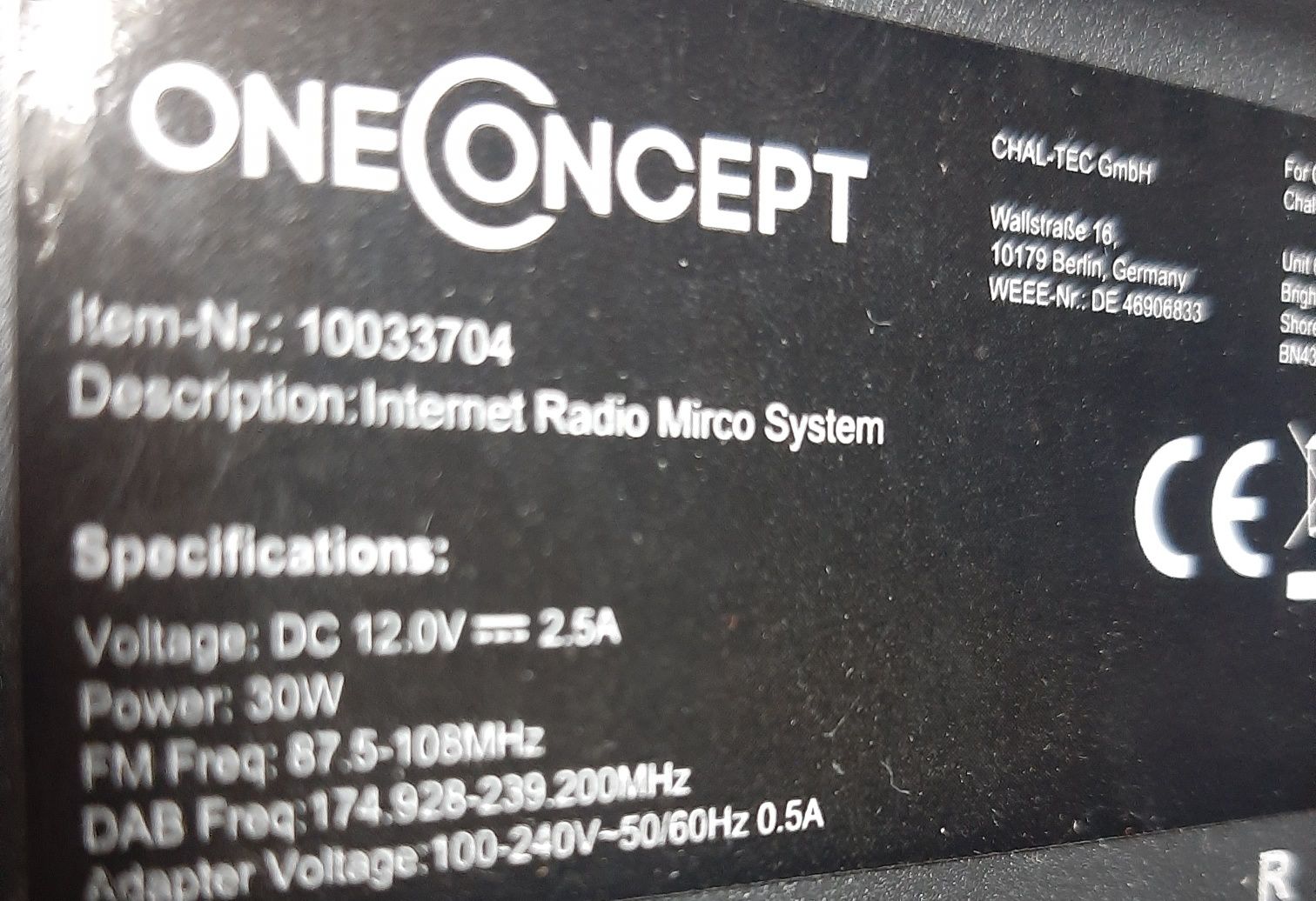 Интернет-радио,стереосистема OneConcept Streamo WLAN  FM CD-плеер BT