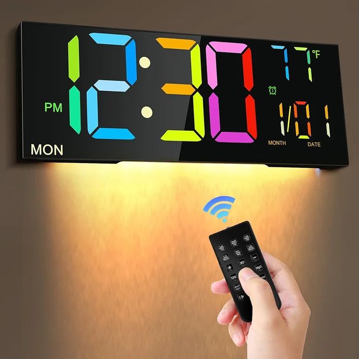 Цифровий настінний годинник JALL PH-01, білий корпус, 16 дюймів