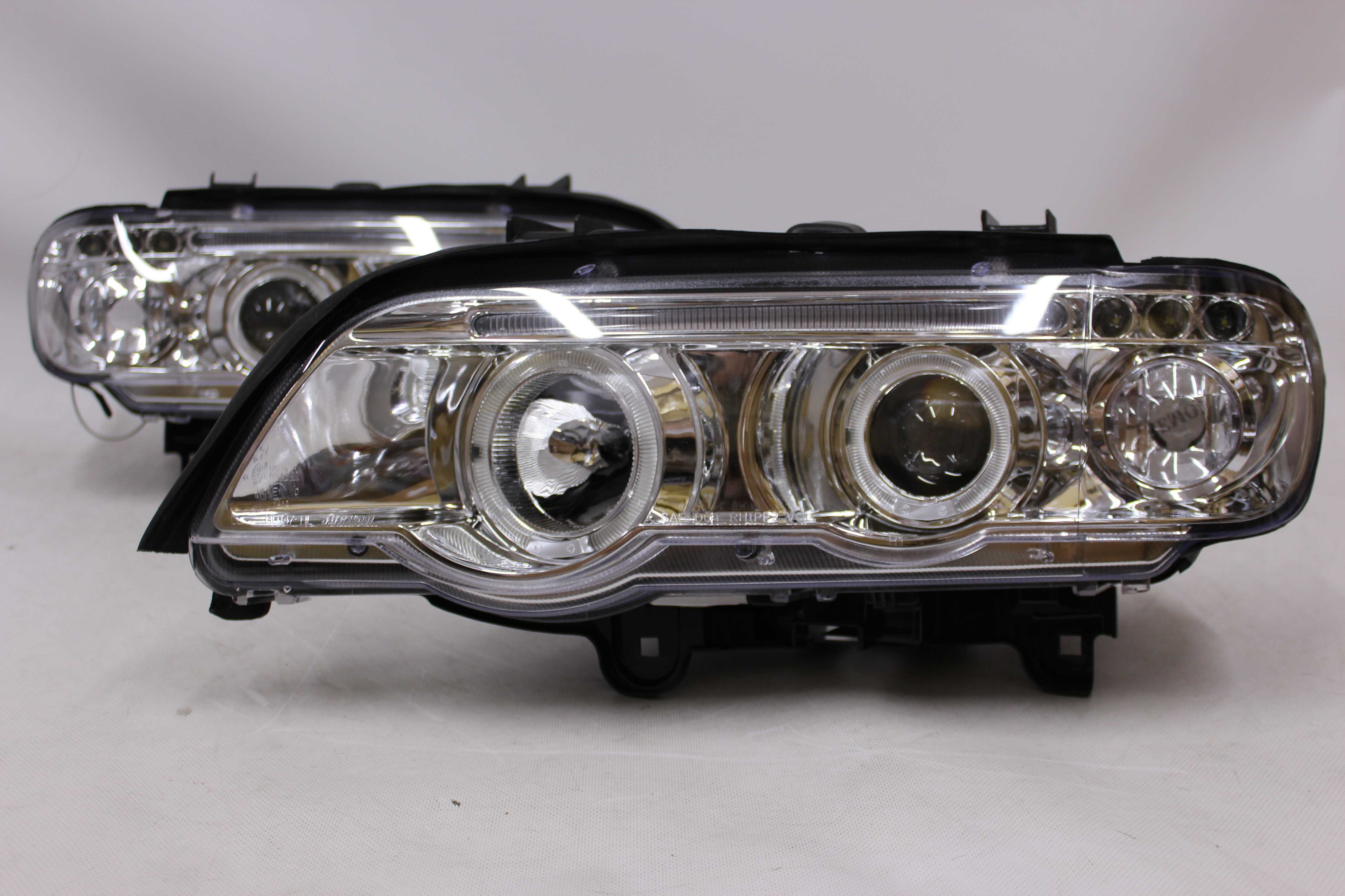 Lampy reflektory przednie przód BMW X5 E53 99-03 LED Ringi CHROM NOWE!
