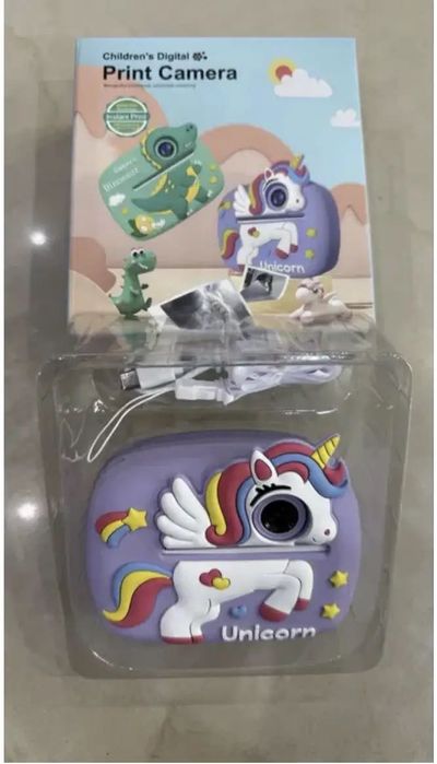 Детский фотоаппарат-принтер с моментальной печатью Единорог с крыльями