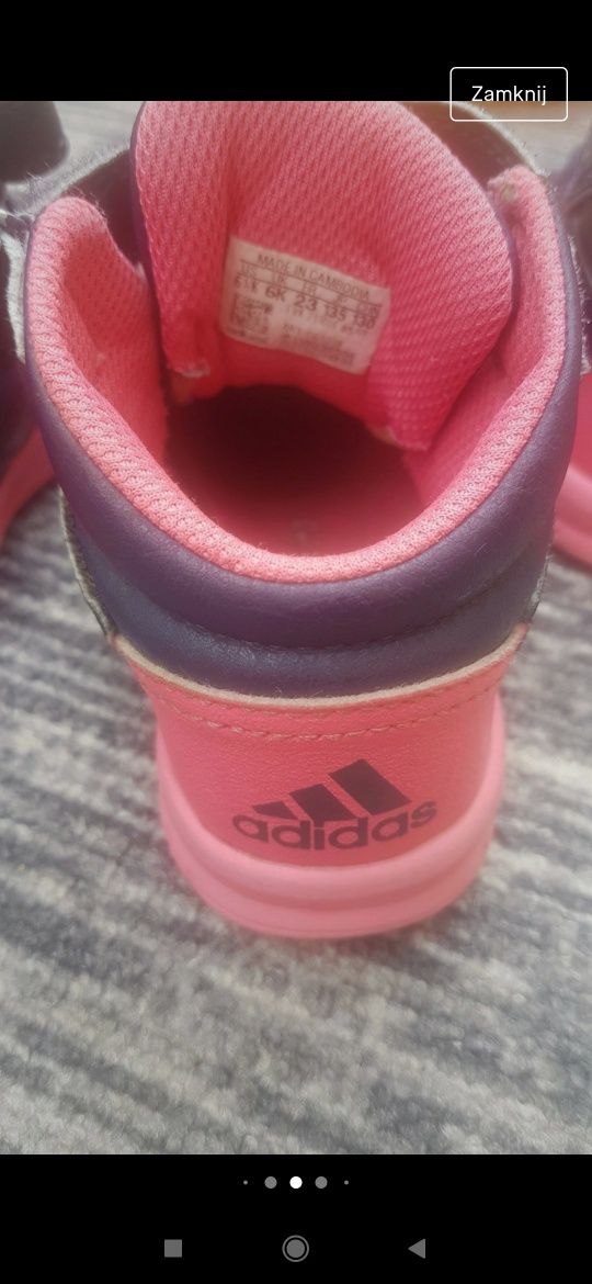 Buciki marki adidas dla dziewczynki rozmiar 23