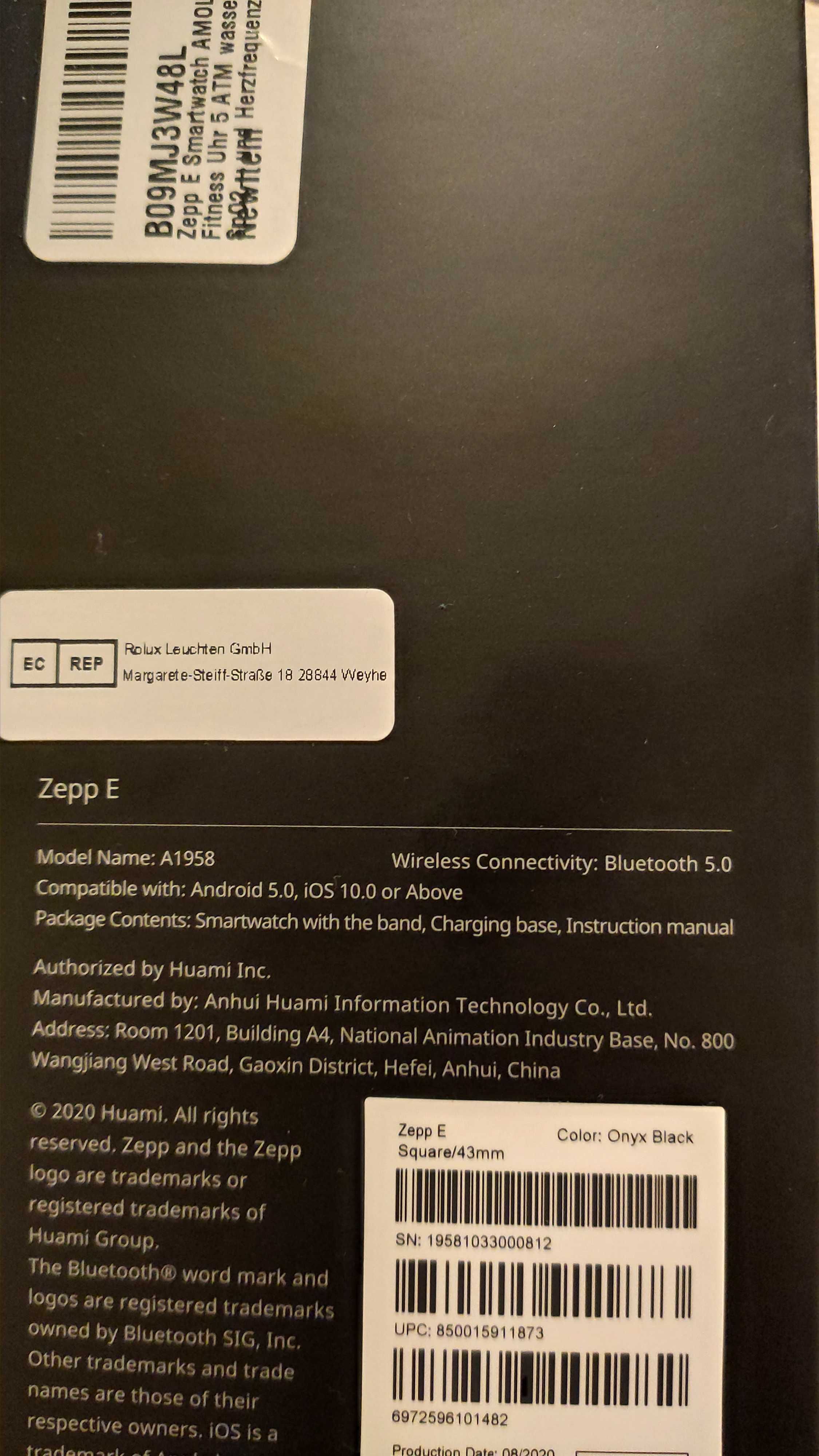 Smartwatch Xiaomi Amazfit Zepp E