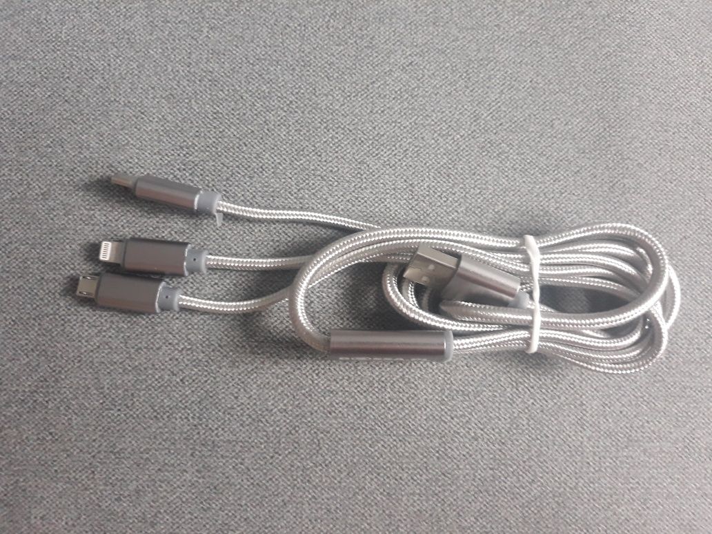 Kabel do ładowania, kabel USB, trzy różne końcówki 3 w 1