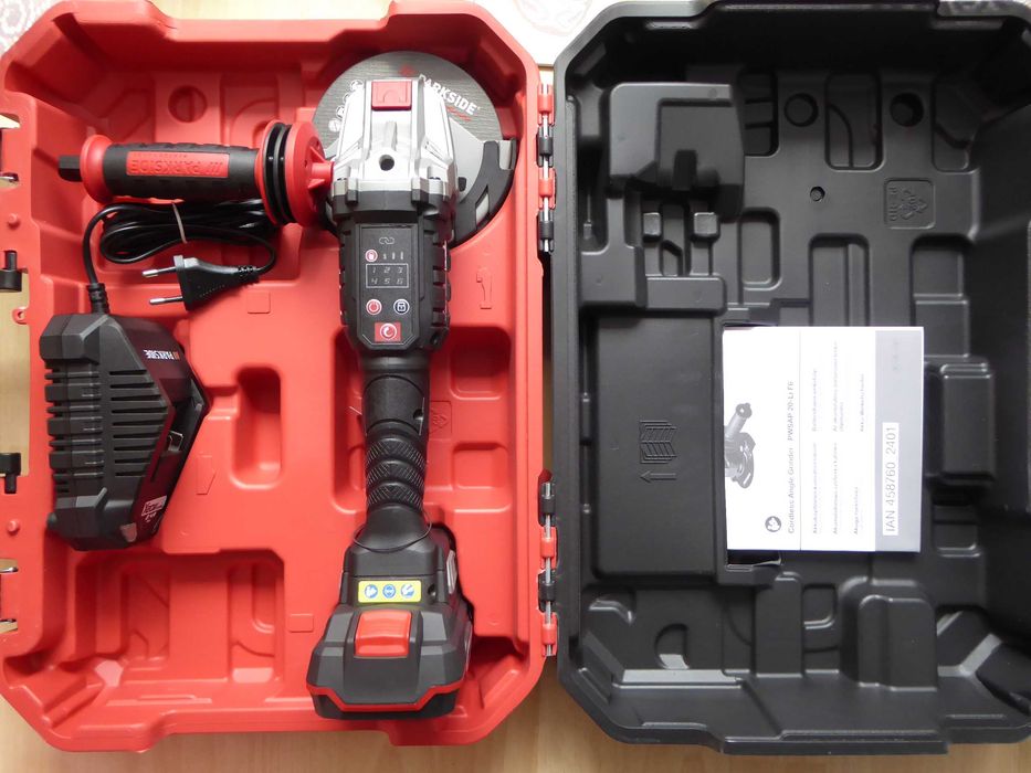 Szlifierka kątowa 20V PARKSIDE PERFORMANCE z 4Ah aku. i ład. 4,5A