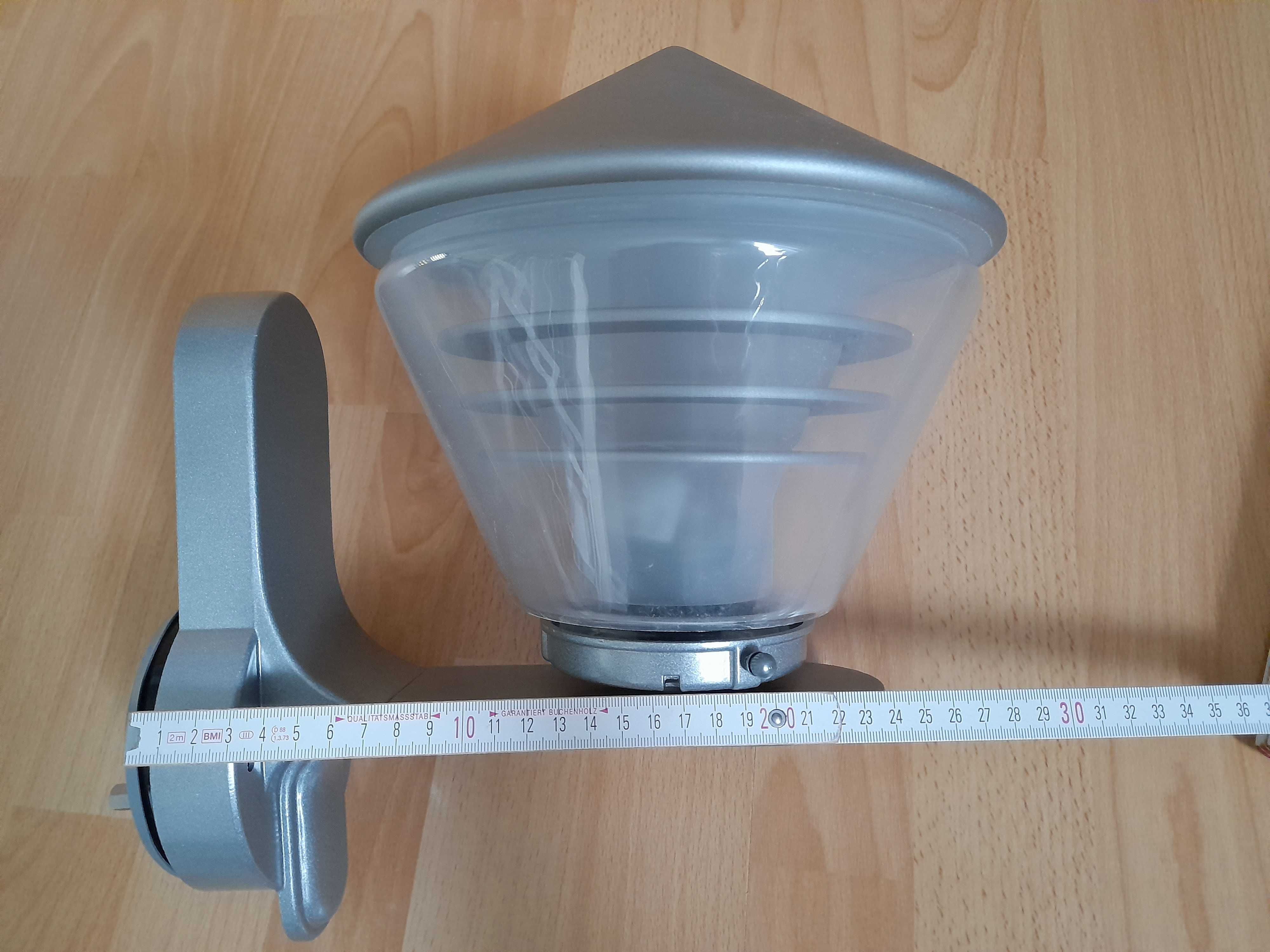 Lampa nowoczesny kinkiet zewnętrzny solidny stalowy szkło IP43