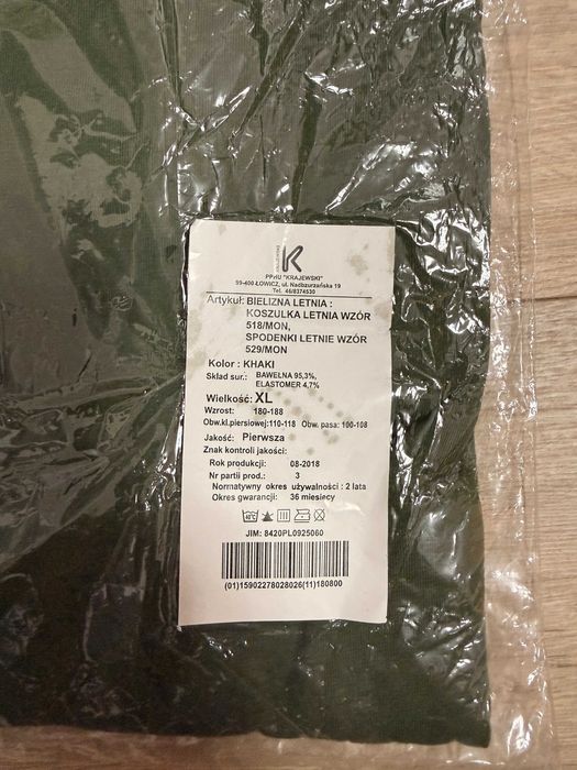 Bielizna letnia wojskowa wzór 518L/MON rozmiar XL