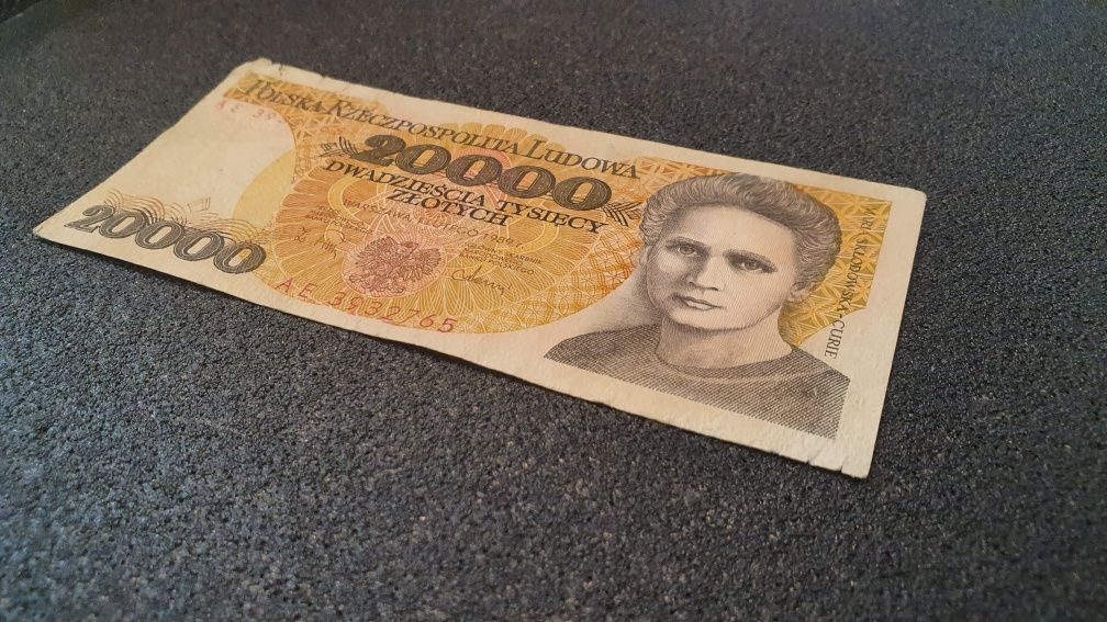 20000 zł banknot PRL Curie st.4 seria AE
