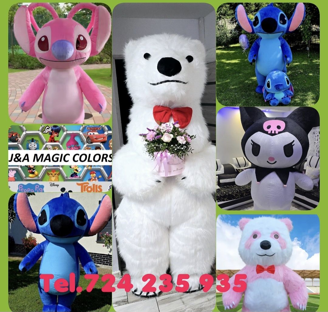 Żywa maskotka Labubu  ,Stitch Angel Kuromi Panda Biały Miś