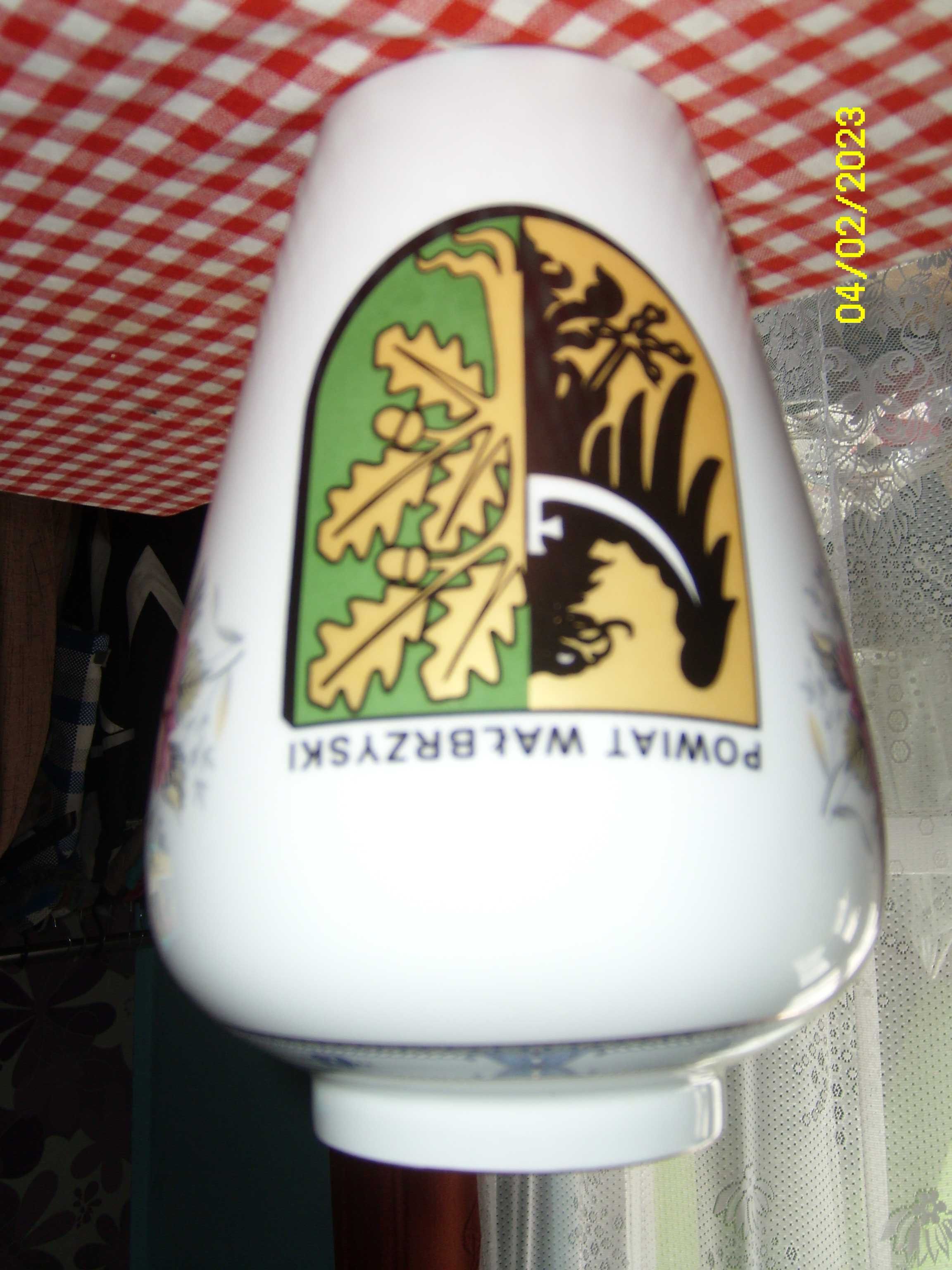 Porcelana wazon  puchar podziekowanie Powiat Wabrzyski 2001 r